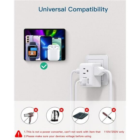 Europe Travel Plug Adapter 2 Pack USB C Type C Power Converter Charger - Picture 5 of 7